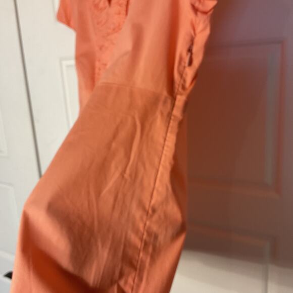 Talbots Peach RuffelEmpire Waist Short Sleeve Side Zipper Fitted Top 10 - Picture 3 of 7